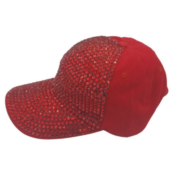 COPY - NWOT- Red Rhinestone Baseball Cap with Adjustable Sizing - Picture 2 of 5